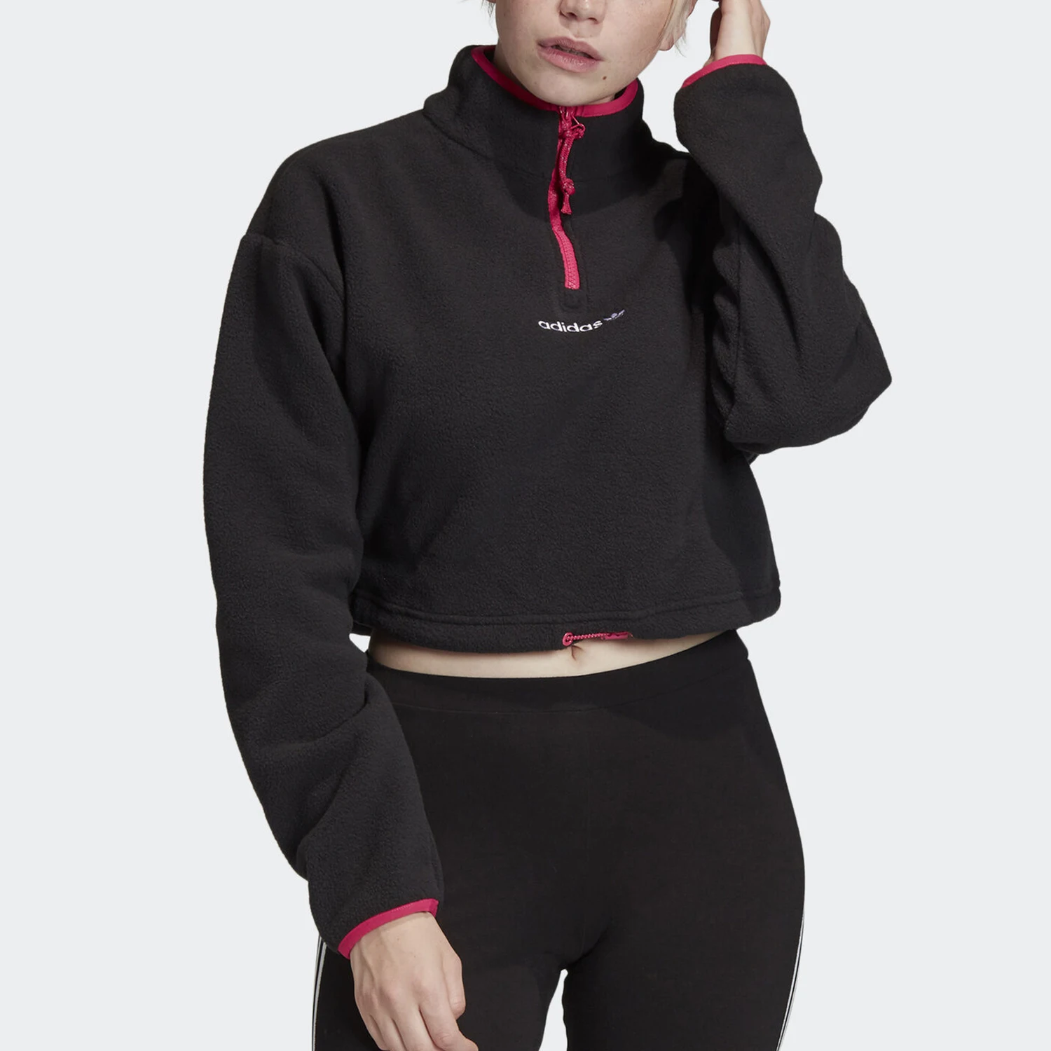 

Оригинальная женская повседневная толстовка Adidas Three Leaves с коротким рукавом и молнией до середины груди GC8794