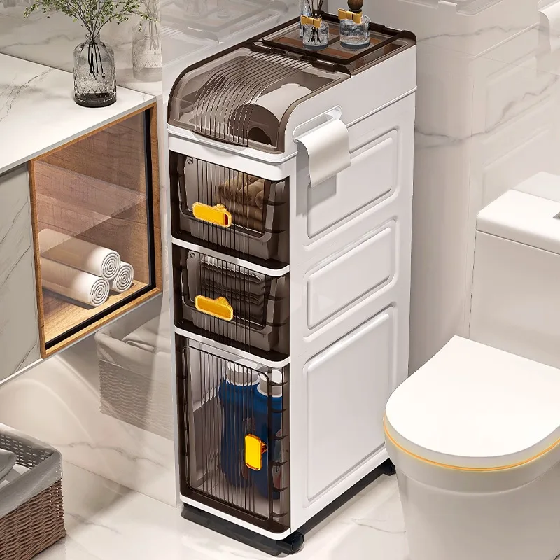 

Waterproof Slim Drawer-type Storage Cabinet - Narrow Gap Organizer Shelf for Home Bathroom & Kitchen