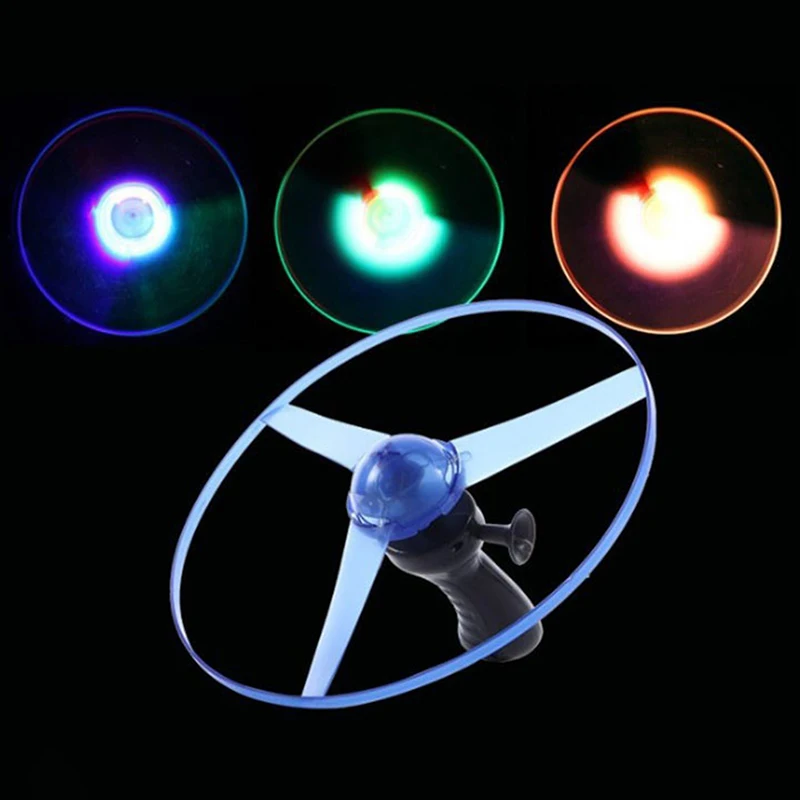 Flying Spinning Luminous Toys Glowing Flyer For Kids LED Light Handle Flash Fly Outdoor Game Toys