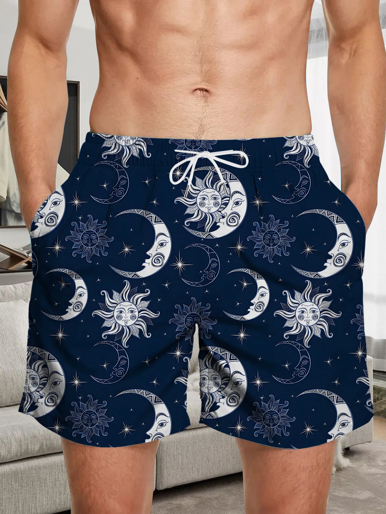 Thin Section Quick Dry Polyester Shorts Men Full Digital Print Outdoor Beach Pants