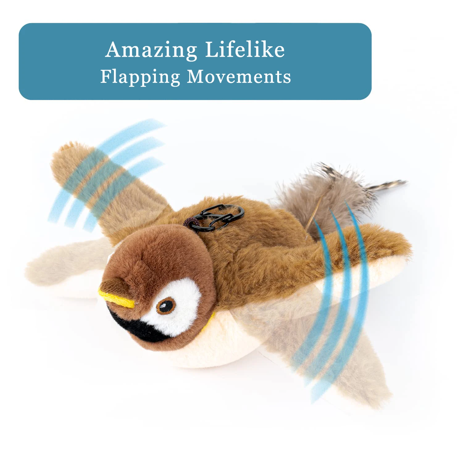 Flapping Sparrow Cat Toys Interactive Chirping Bird 3 Modes Movements Touch Activated Electric Plush Toy Rechargeable Kitten Toy