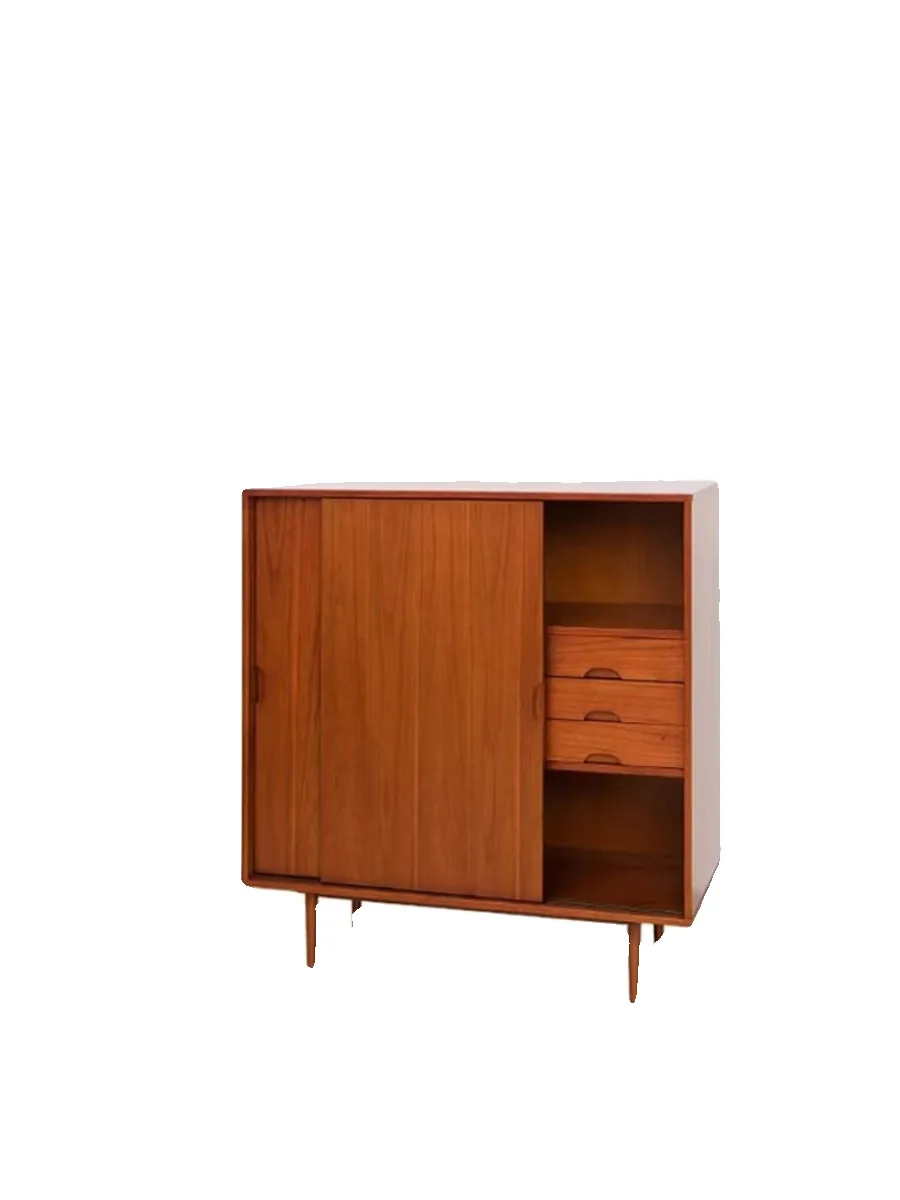 Vintage dining cabinet, solid wood storage cabinet, cherry wood MCM style bedroom cabinet, retro replica