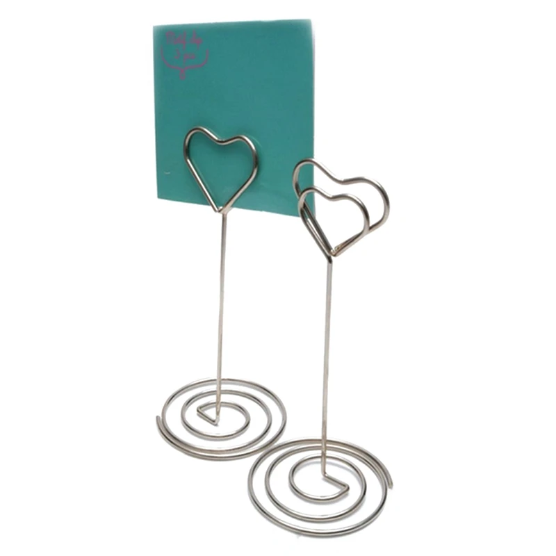 30Pcs 8.6 Inch Tall Place Card Holders Heart Shape Table Number Holder Stands Picture Photo Note Memo Clip For Wedding