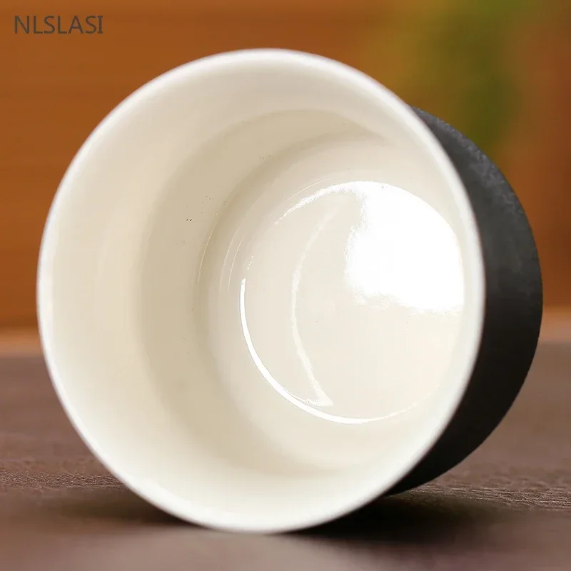 60/80ml Black Ceramic Teacup Handmade Porcelain Tea Cup Custom Tea Accessories Home Master Cup Portable Tea Set Meditation Cup