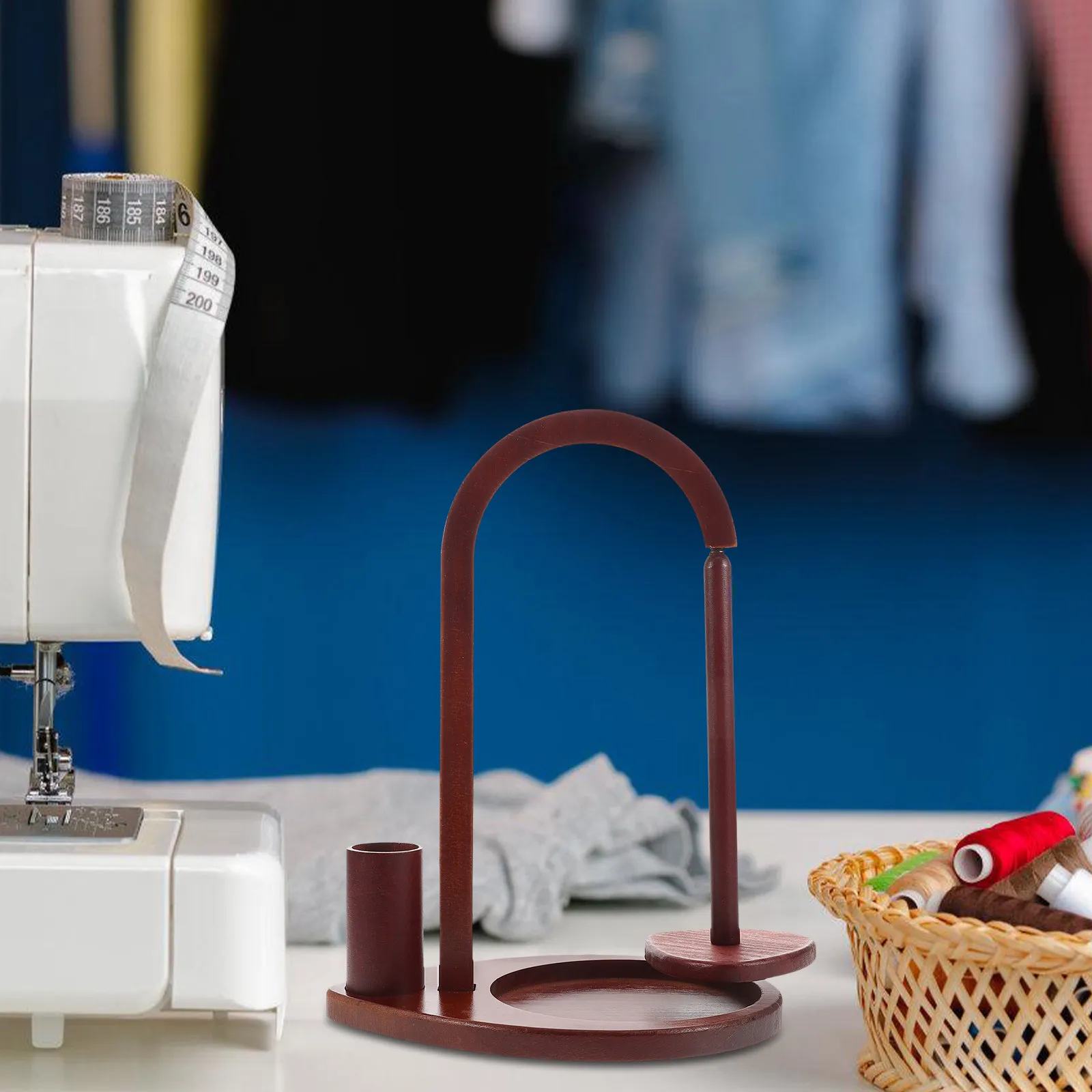 

Wooden Wool Rack Rotatable Spool Stand Magnetic Yarn Holder for Crocheting Flower Spinning Wheel