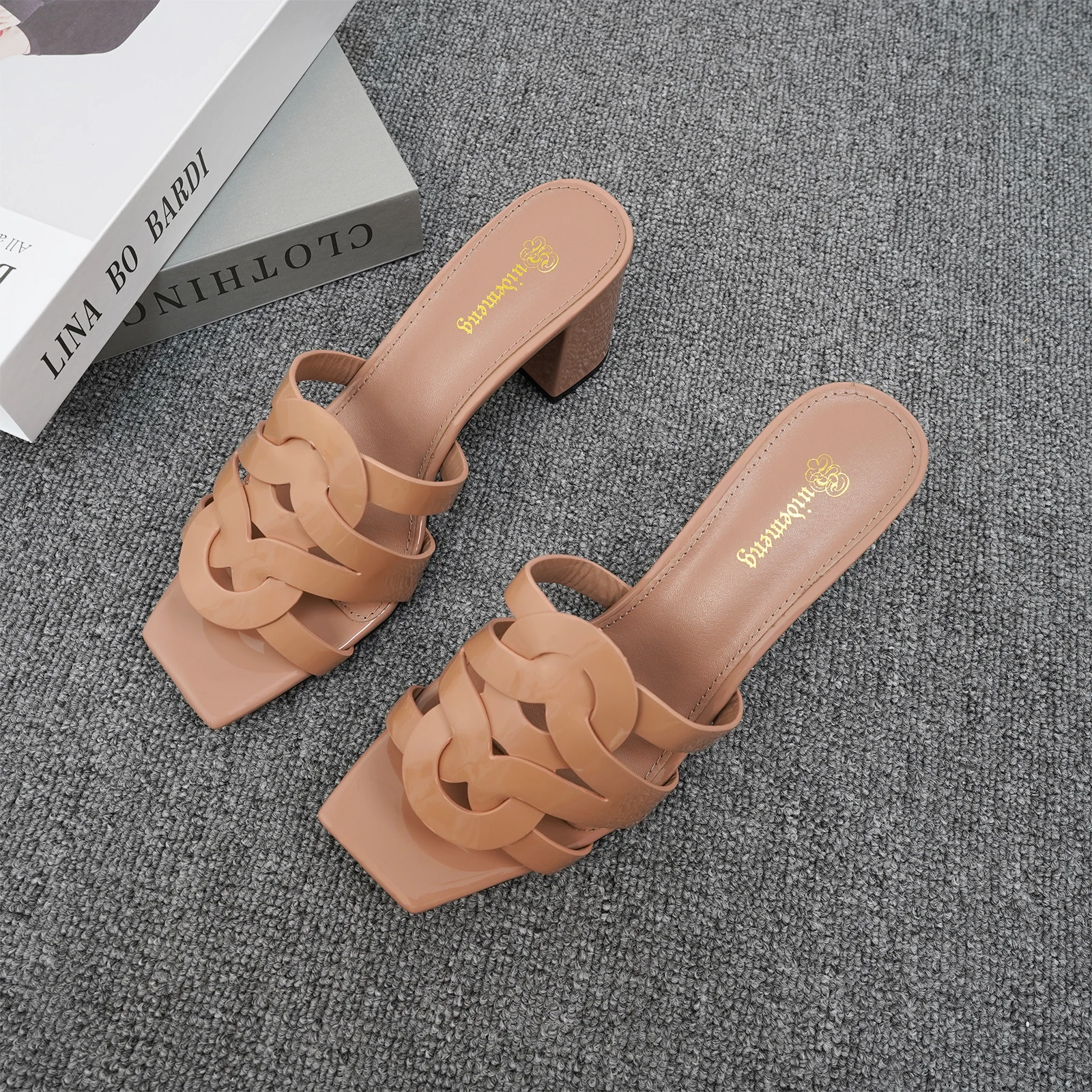 

Summer Elegant Women's Shoes Luxury Genuine Leather Banquet Shoes Open Toe Comfortable Fish Mouth Shoes Outdoor Slippers 35-44