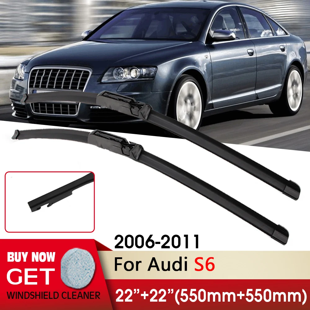 

Car Wiper RHD & LHD Front Wiper Blades 22"+22" For Audi S6 2006-2011 Fit Side Pin Arm Windshield Windscreen Front Window