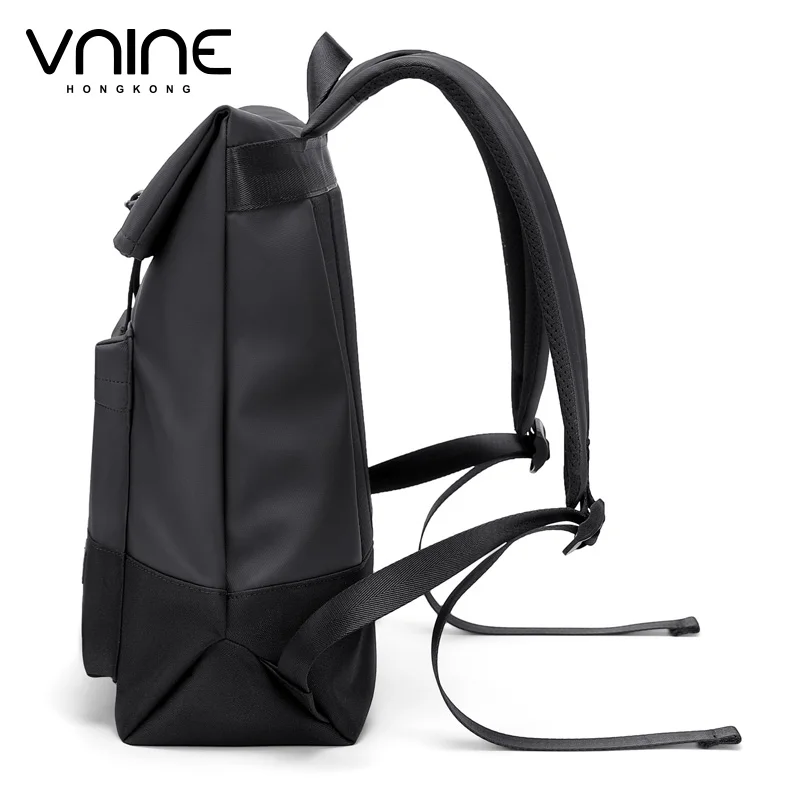 V.nine-メンズ防水オックスフォードバックパック、ラップトップバックパック、マルチコンパートメント、オフィスバックバッグ、ブラックカラー、15.6インチ