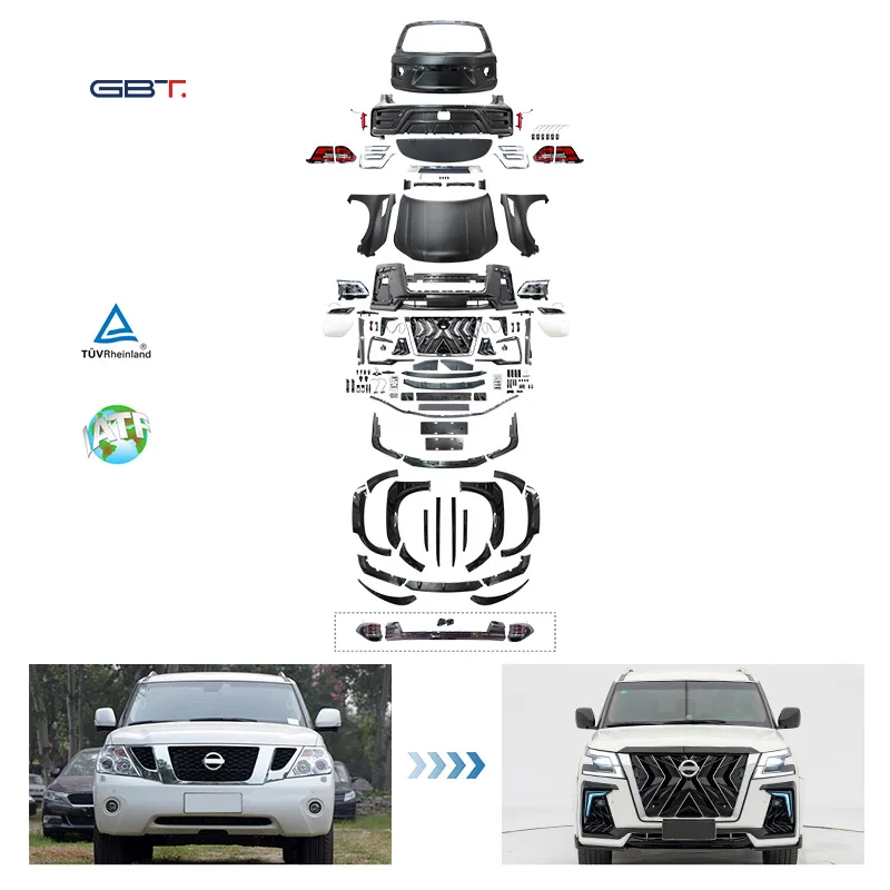 ZAIQU Brand Patrol Y62 Upgrade Bodykit Black Hawk Style Grill Front Rear Bumper Light for 2010-2019 Nissan Patrol Y62 Accessorie
