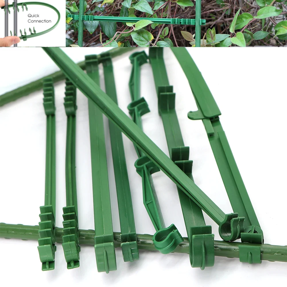 10PCS Durable 8/11/16mm Plant Support Pole Gardens Splice Frame Green Plastic Indoor Balcony Outdoor Climbing Vines Multilayer