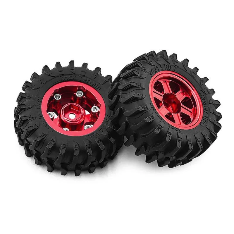 ABUM-For 1/30 SCX30 Ascent-32 RC Car Upgrade Accessories 4Pcs 0.7 Inch Wheel Hub Beadlock Wheel Tire Set