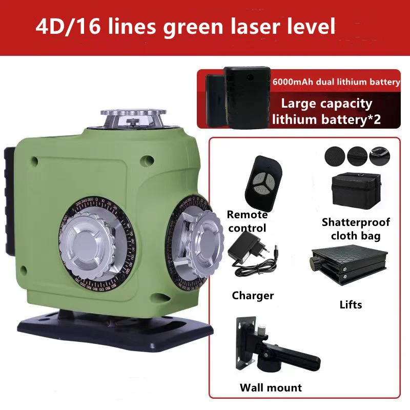 12/16 linee 3D/4D Livello Laser Linea Verde Autolivellante 360 Orizzontale E Verticale Croce Super Laser Potente Livello Laser Verde