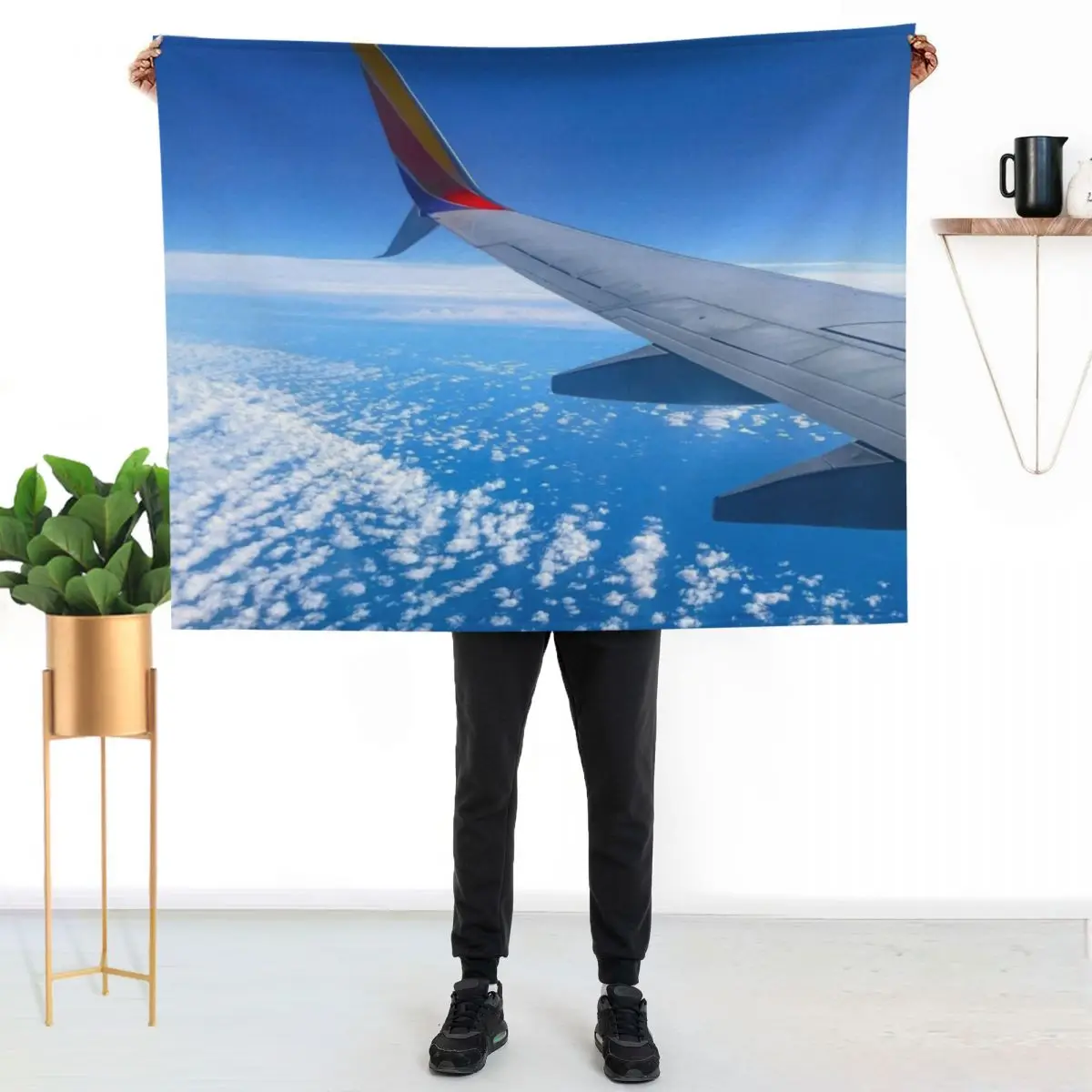 Plane View of the Blue Sky Throw Blanket for babies Sofas halloween cosplay anime Summer Beddings Shaggy Blankets