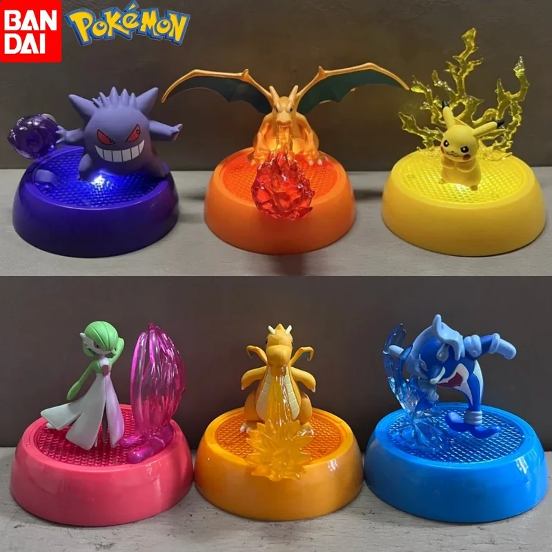 

Bandai настоящие фигурки покемонов Mimikyu Greninja Mewtwo Charizard Gengar Pokemon Gashapon Glow Series Модель Коллекция игрушек из ПВХ