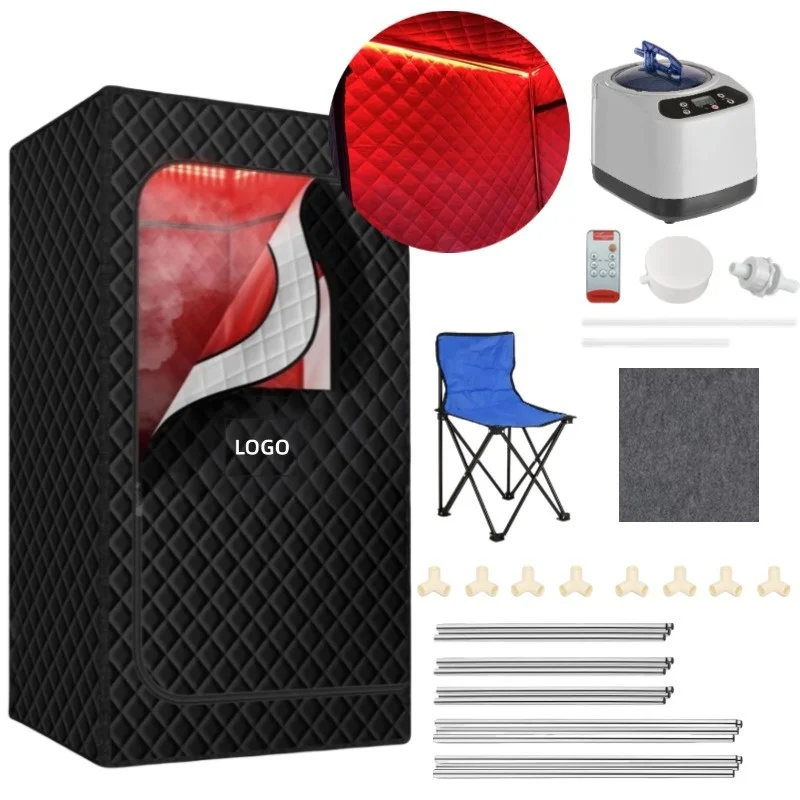 Modern Infrared Sauna, 3L Heating, Quadrilateral Steam Box, Dry Steam Function, Portable Home Spa, Upgrade Model for Villas