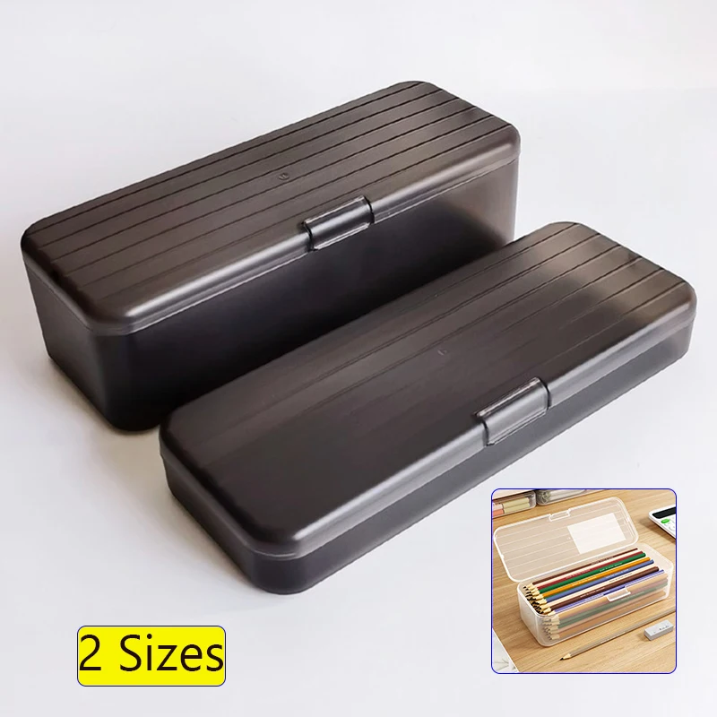 2 Sizes Cosmetic Storage Box Transparent Plastic Pen Holder Makeup Brush Storage Bucket Student Stationery Storage Box view 2