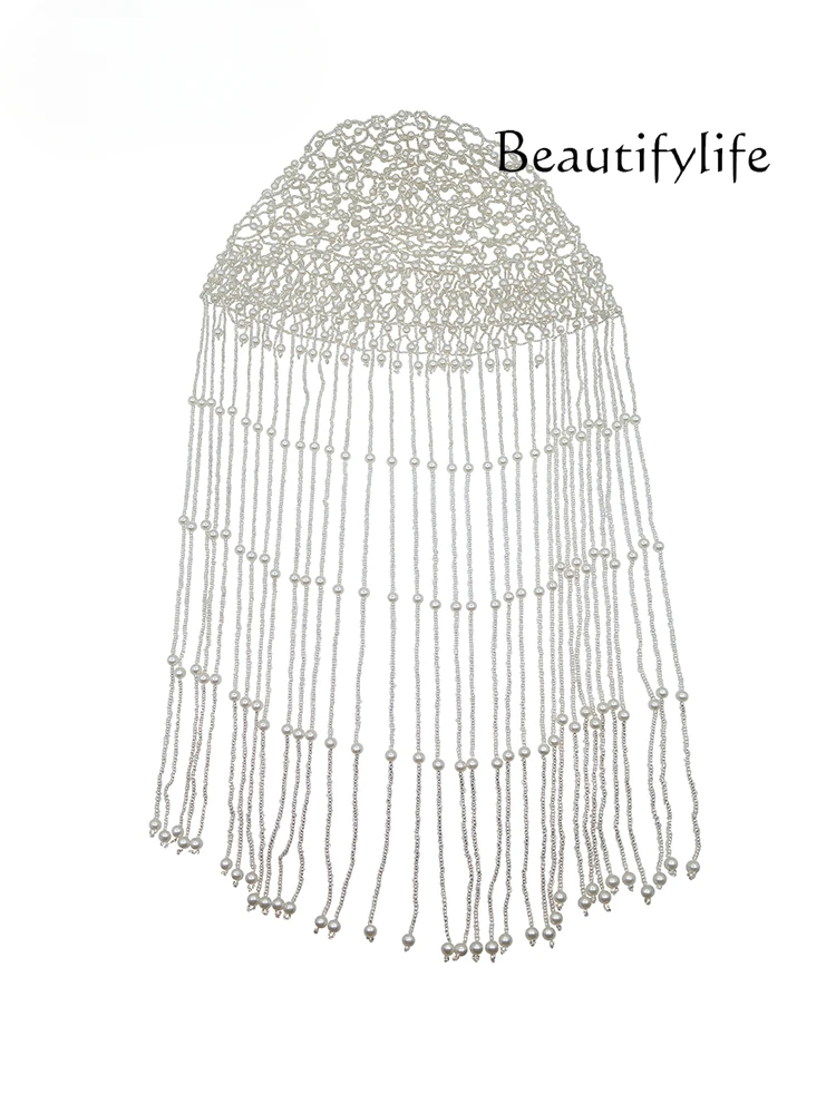 

Pearl fringed headgear exotic temperament personalized elegant hair accessories