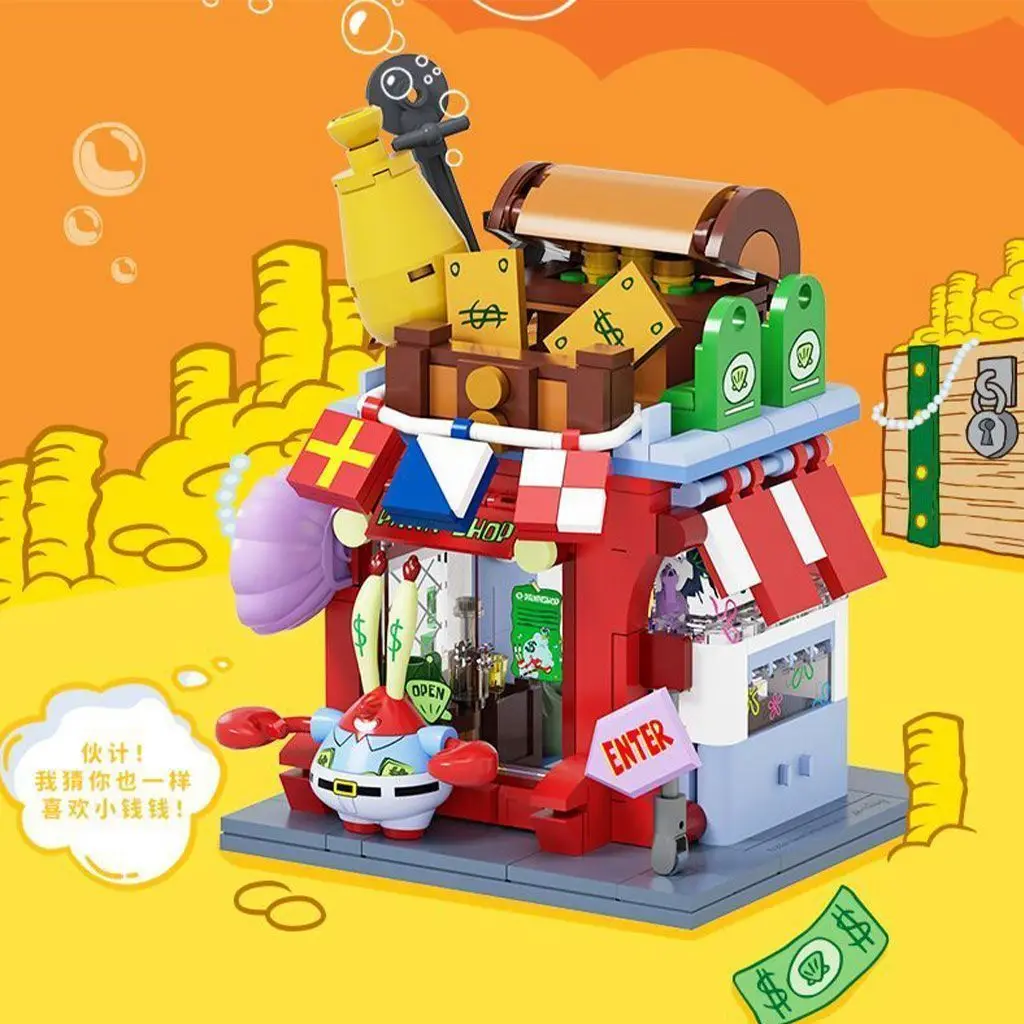 

AREA-X SpongeBob Ice Cream Shop Building Blocks Set Street Scene Bricks Gift for Girls