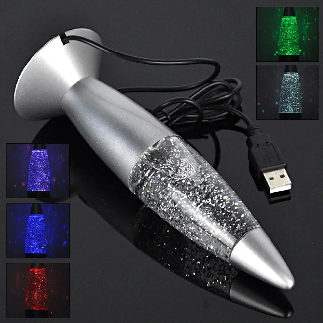 1pc 3D Rocket Multi Color Changing Lava Lamp RGB LED Glitter Party Mood Night Light Christmas Gift Bedside Night lamp