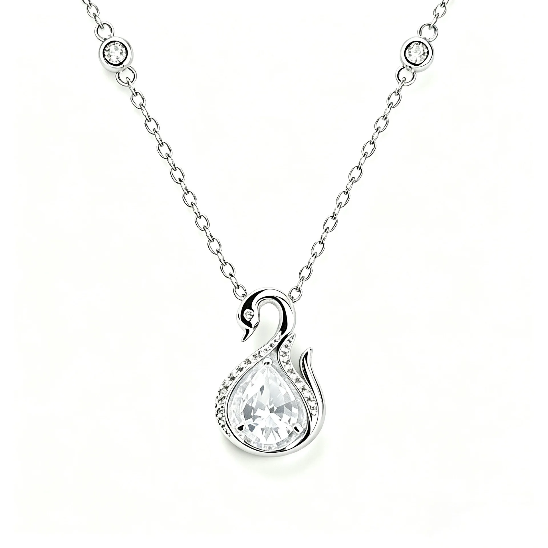 Chinese Style Auspicious Lucky Swan Three Color Crystal Pendant Necklace Fine Workmanship Delicate Clavicle Chain Blessing Fashi