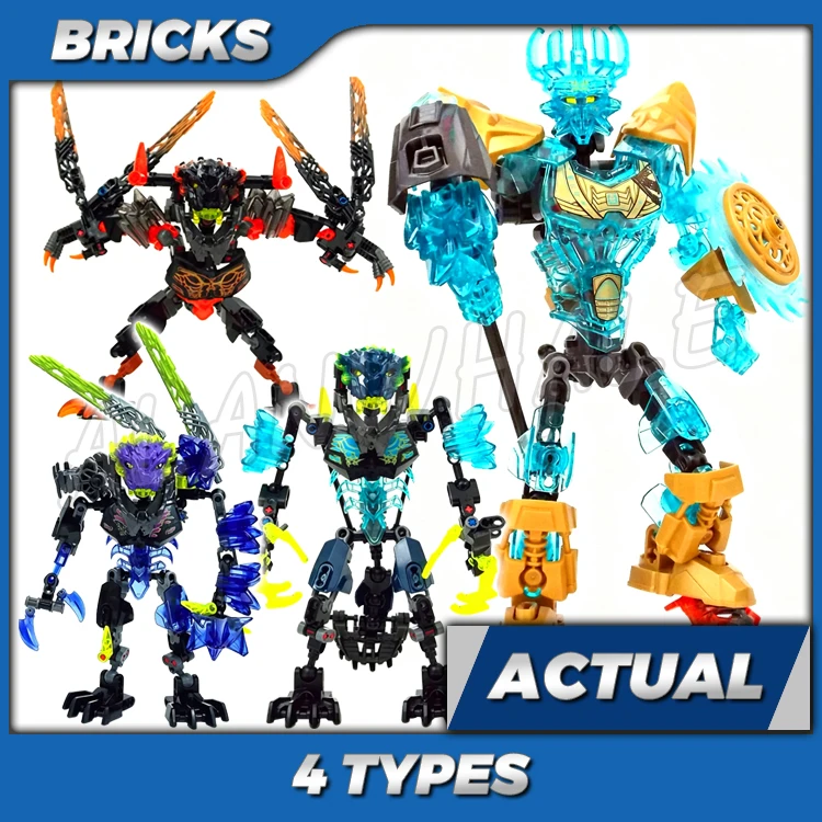 4Types Bionicle Unity Mask Maker Ekimu Lava Beast Storm Beast Quake Beast 613 Building Kit Toys Compatible With Bricks