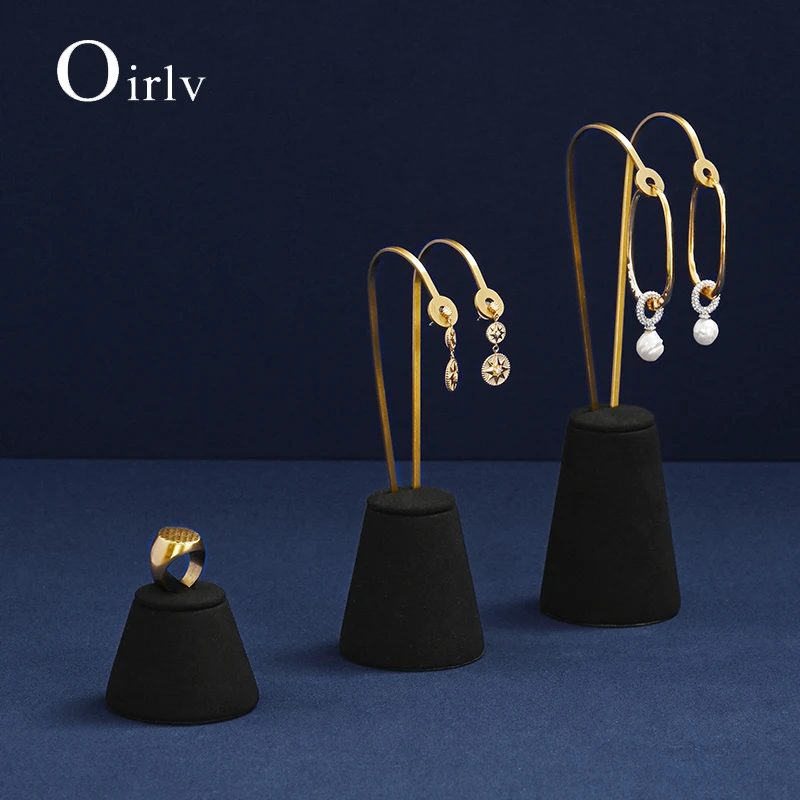 Oirlv Black Jewelry Display Set Shop Cabinet Display Props for Necklace Display Bust Watch Ring Earrings Bangle Decoration Rack