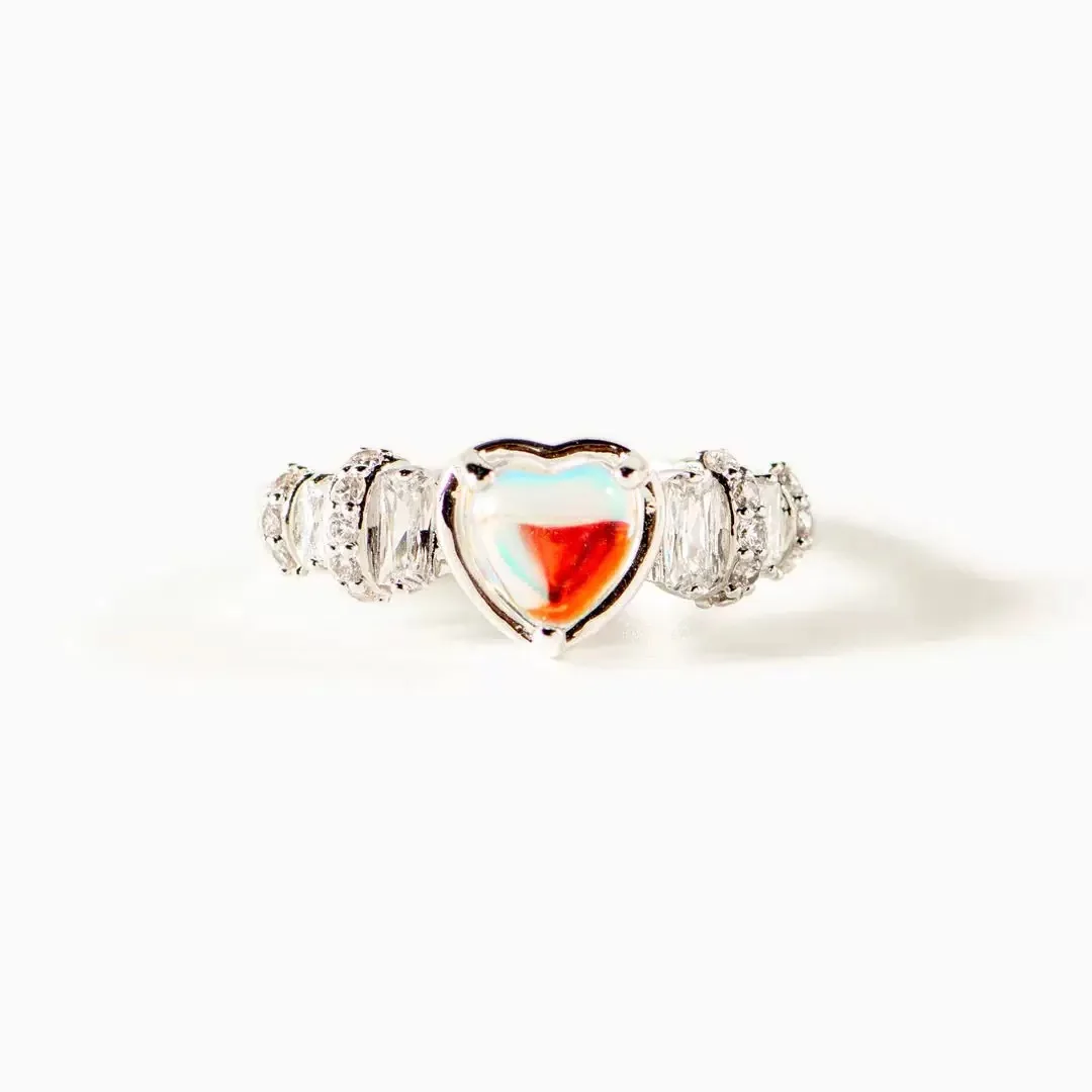 

Withered S925 Pure Silver Colorful Heart-shaped Zircon Ring For Women, Simple And Elegant Elegant Party Jewelry Rings Women's