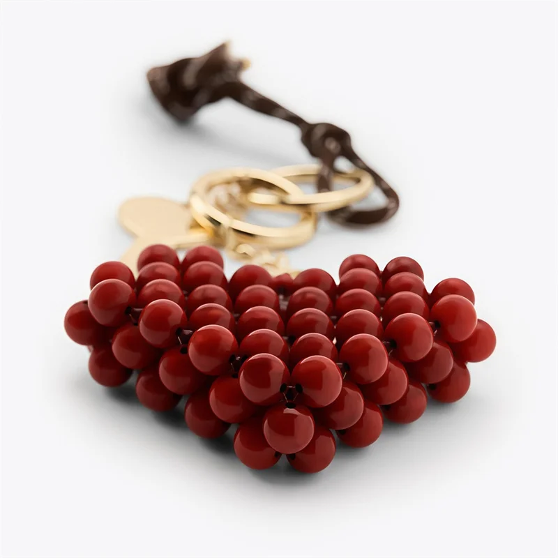 TOPHIGH Newly Simulation Tomato Keychain Gothic Punk Pear Bag Pendant Yellow Red Star Rivet Bag Charm Bag Hanging Accessories