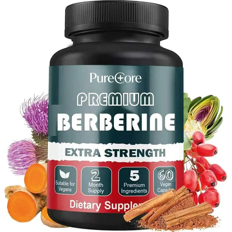 5-in-1 Berberine Hydrochloride, Containing Ceylon Cinnamon, Milk Thistle, Turmeric, and Korean Thistle -60 Capsules