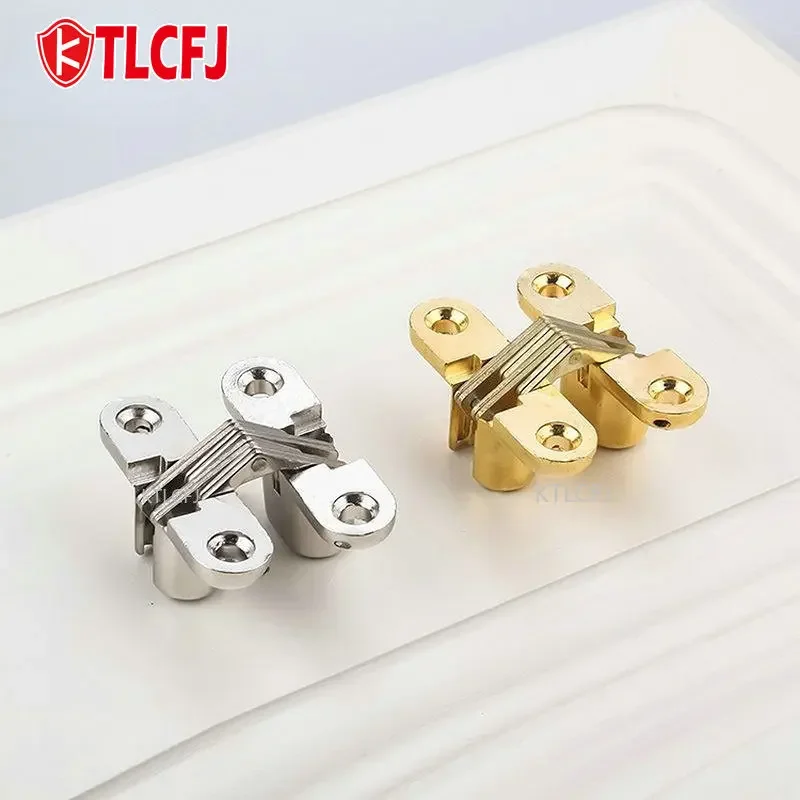 Ktlcfj 1PCS Hidden Hinges 8x42MM Invisible Hinge 180 Degree material nickel color Invisible Folding Door Soss Hinge