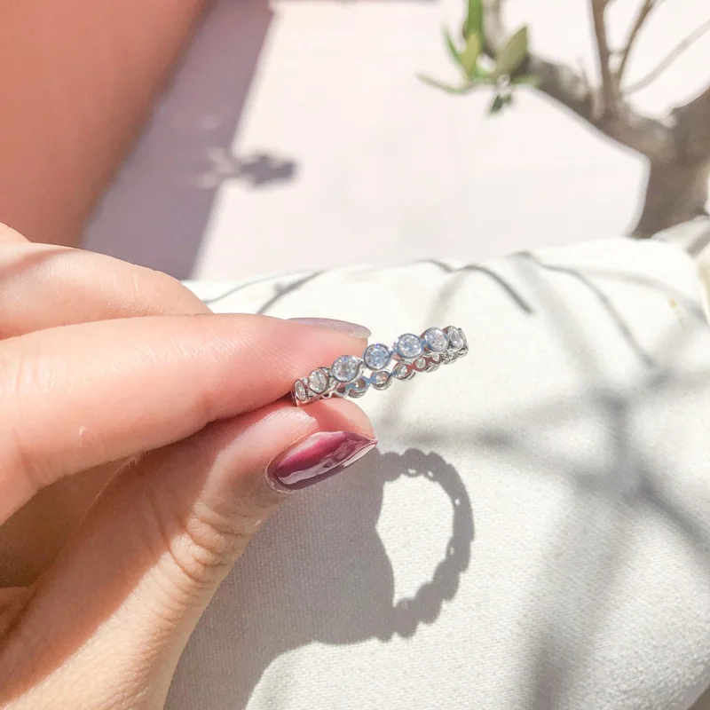 Lnngy Zertifizierter D-Farbton VVS1 3mm Moissanit Stapelbarer Ewigkeitsring 14k Gold Filled Eheringe für Frauen Funkelnder Schmuck – Detail 2