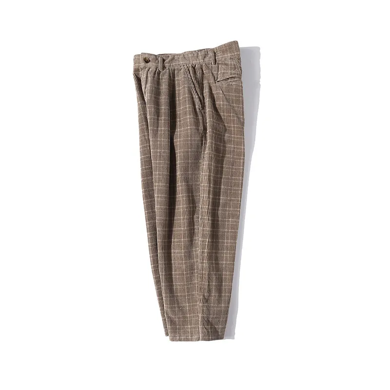 Japanese style city boy corduroy wide-leg pants loose straight-leg casual mountain style double pleat tapered Harem work pants