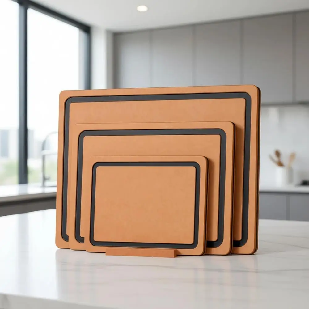 

3-Piece Wood and Composite Cutting Board Set with Non-Slip Grip and Juice Groove, Dishwasher Safe