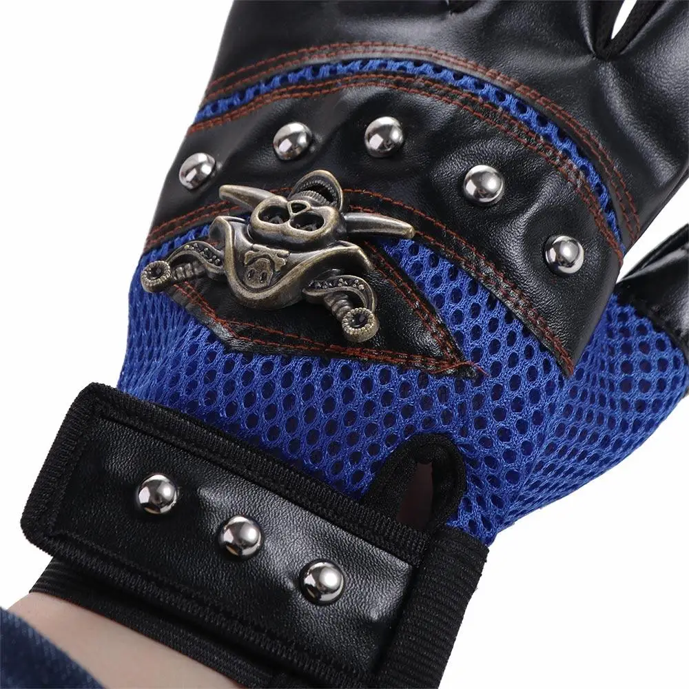 Accessories Driving Rivet Fingerless Anti-slip PU Leather Cycling Gloves Skulls Gloves Half Finger Gloves Motorcycle Gloves