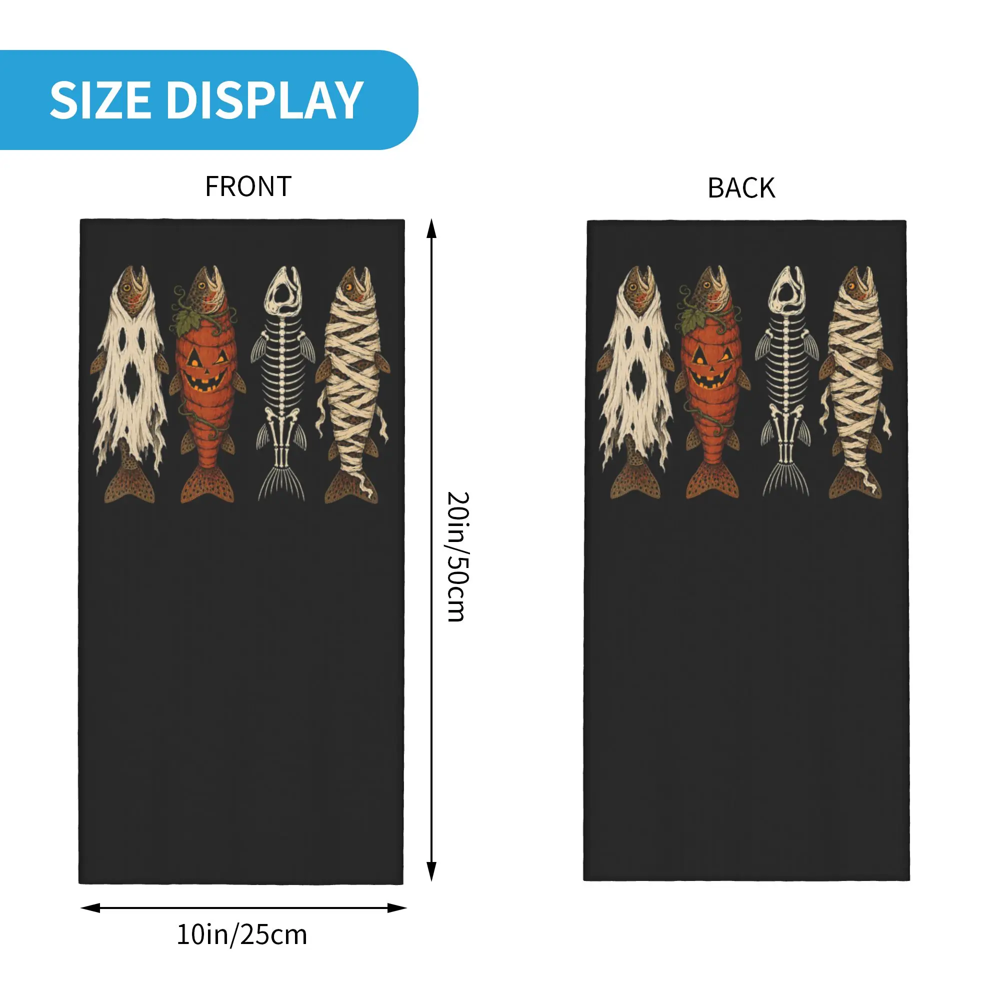 Halloween Trout Fish Ghost Pumpkin Bandana Neck Cover Balaclavas Wrap Scarf Print Skeleton Mummy Headband Multifunctional Adult