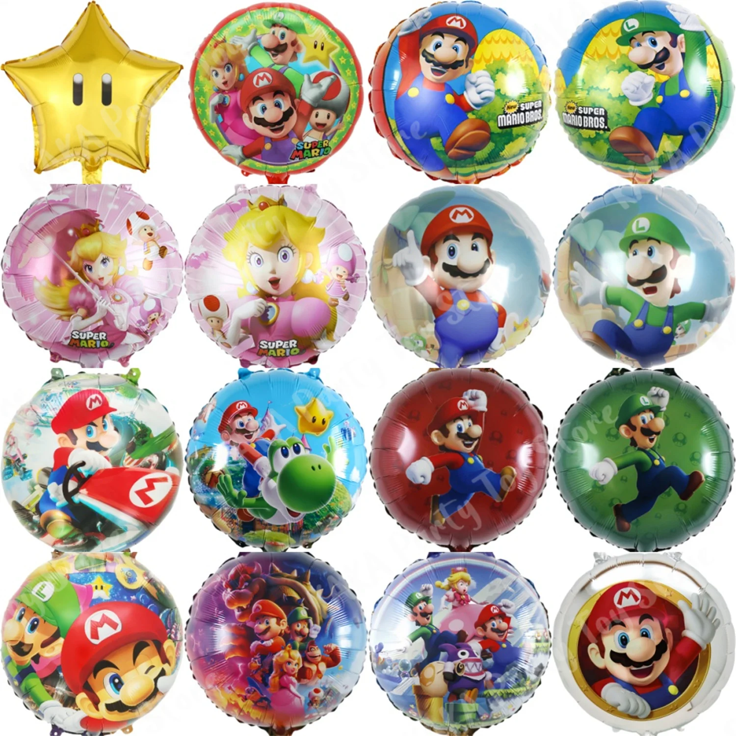 Conjunto de balões laminados super mario bros, 6 peças, 18 polegadas, decoração de festa de aniversário infantil, chá de bebê, brinquedo inflável para meninos, presentes