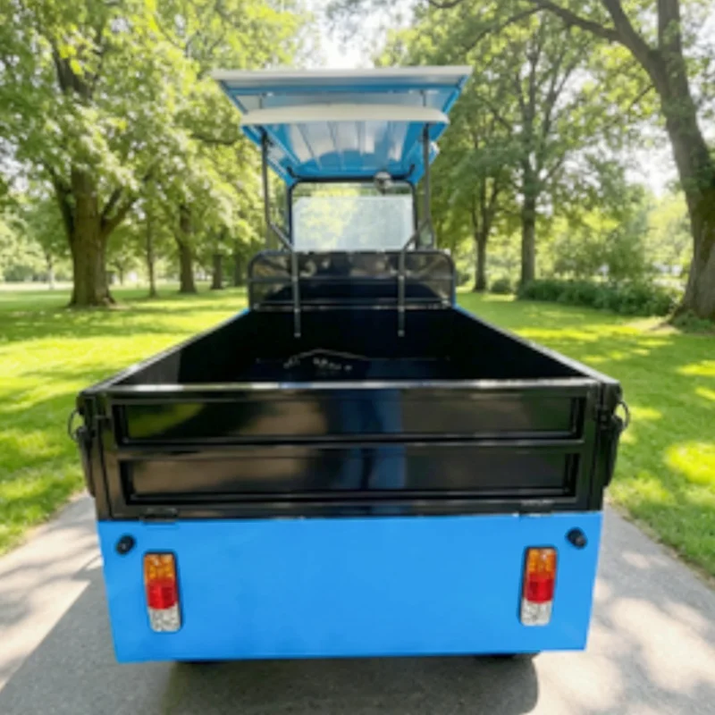 2026 Cheap Electric Golf Cart China Manufacturer Utility Cargo Truck Cart With Rear Cargo Box Off-Road Tires Solar Panels