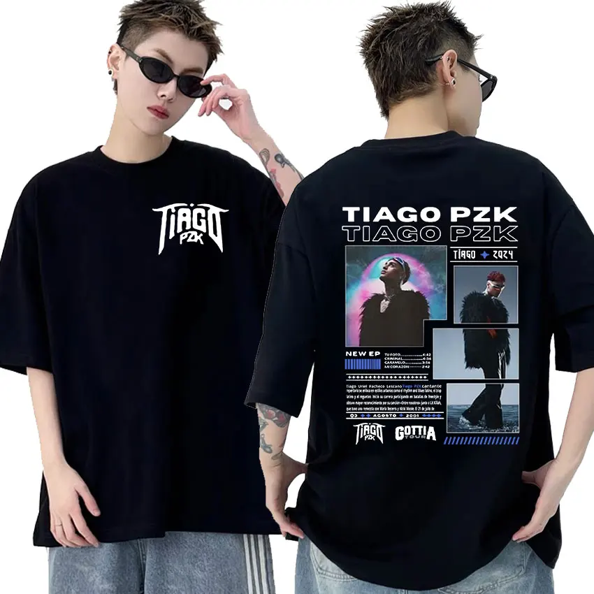 Rapper TIAGO PZK GOTTIA Tour 2024 Graphic T Shirts Men's Hip Hop Fashion Retro Cotton Short Sleeve T-shirt Y2K Unisex Streetwear