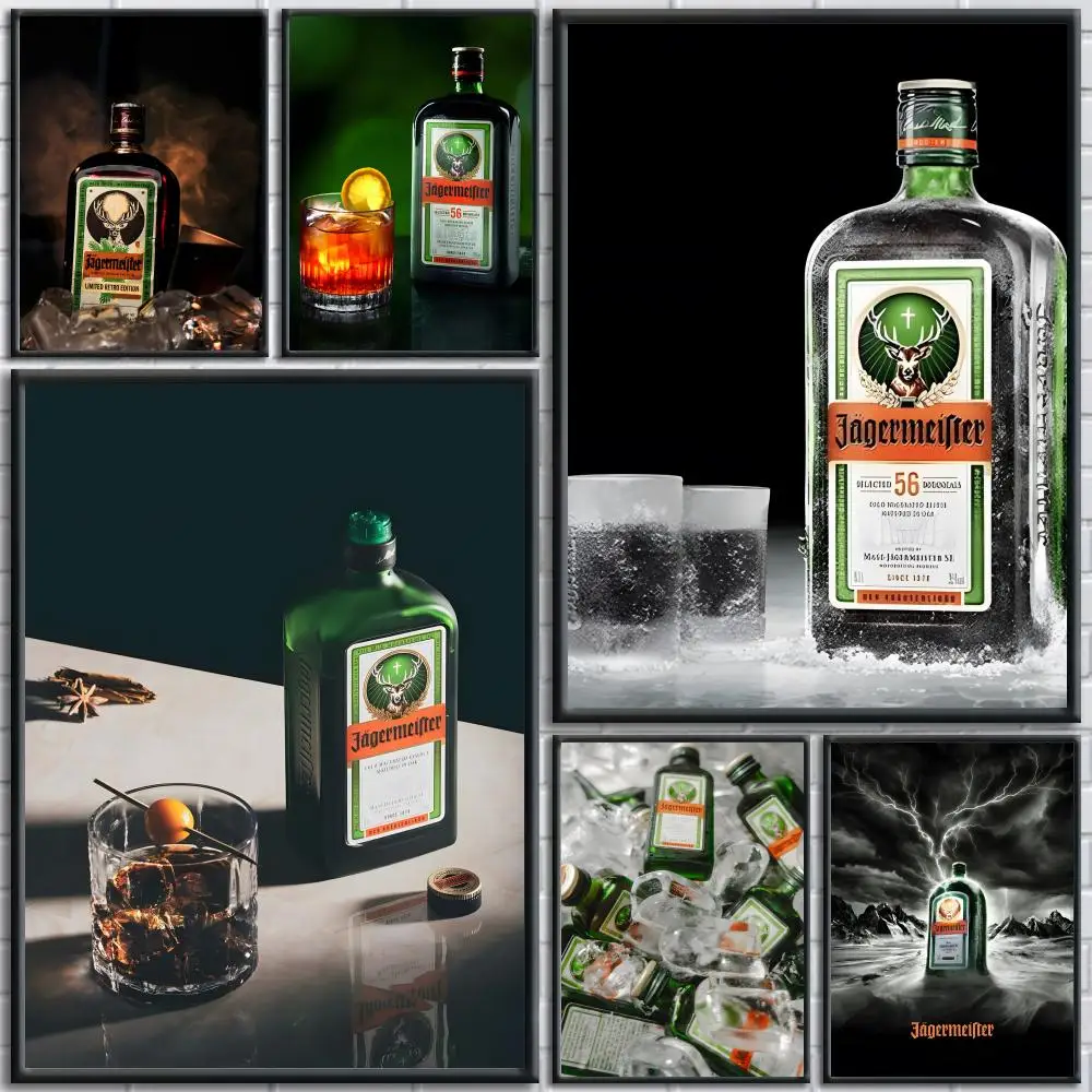 Póster con logotipo de cerveza J-jagermeisters, pegatinas artísticas de pared modernas y fáciles de aplicar para decoración del hogar y paredes de dormitorios