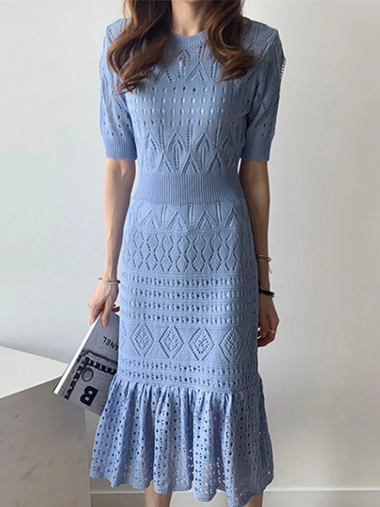 Causalเซ็กซี่ชุดผู้หญิงวันหยุดSheerตัดออกBodycon Fishtail Robe Slipด้านล่างชุดหญิงชายหาดเสื้อผ้าMujer
