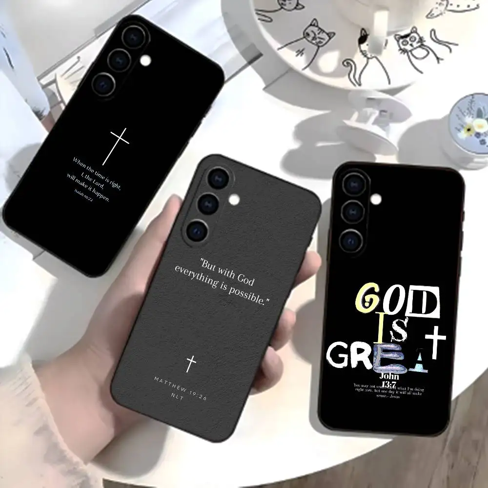 

Bible Verse Jesus Christ Christian Phone Case For Samsung Galaxy A73,21,22,32,71,53,52,51,80,5G Soft Black Cover