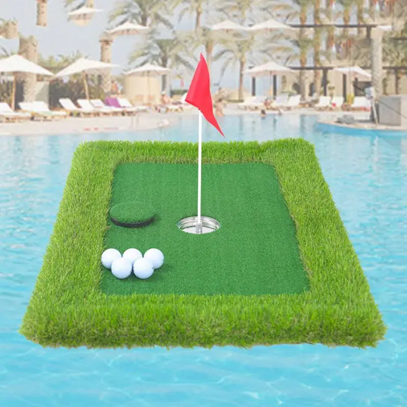 Juego de Golf flotante para piscina, juego de colchoneta de agua para piscina verde, accesorios de Golf, herramienta de ejercicio de Putting