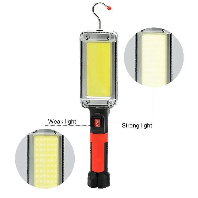 Lampe de Travail Portable avec Crochet Magnétique, Torche Étanche, Rechargeable par USB 18650, COB Haut et Bas, Idéal pour le Camping, 1/2/4 Pièces