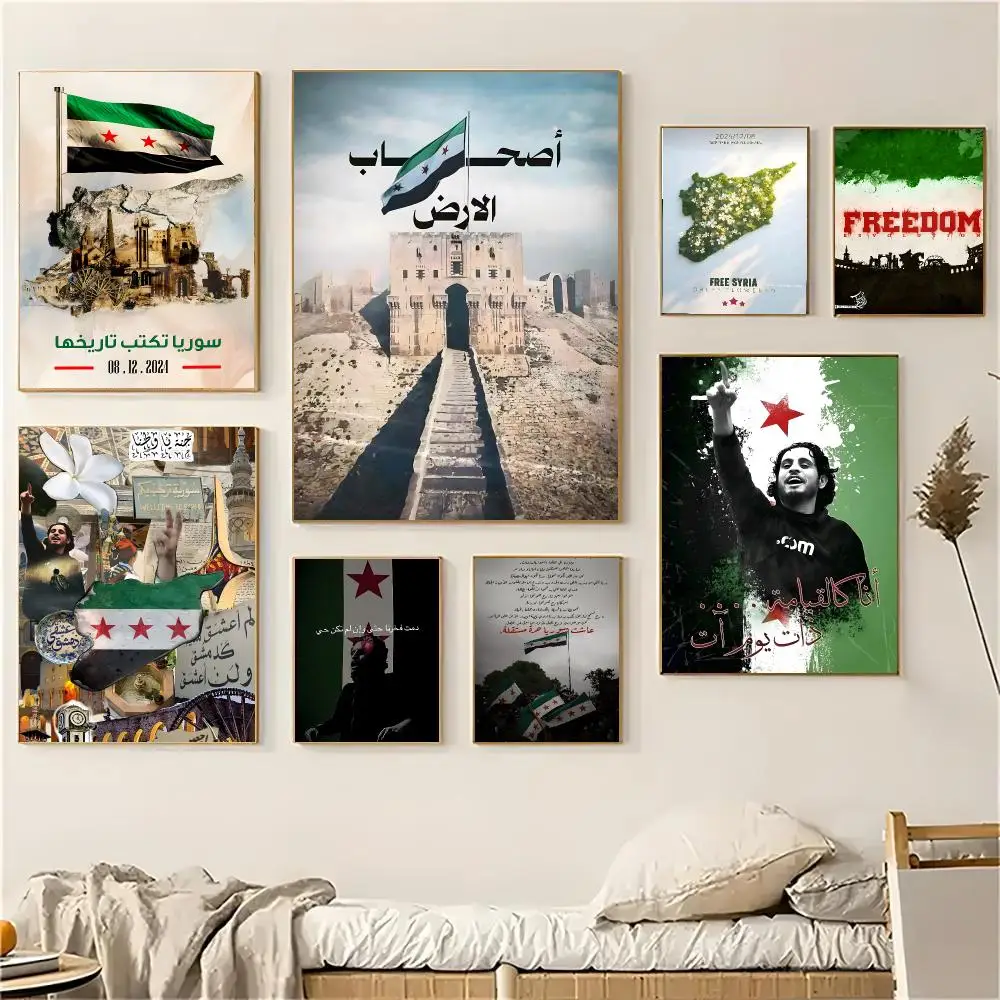S-Syrian Revolution-s Flag Poster Wall Art Print Art Suitable For Living Room Bedroom Bar Parlor Home Decoration Gift