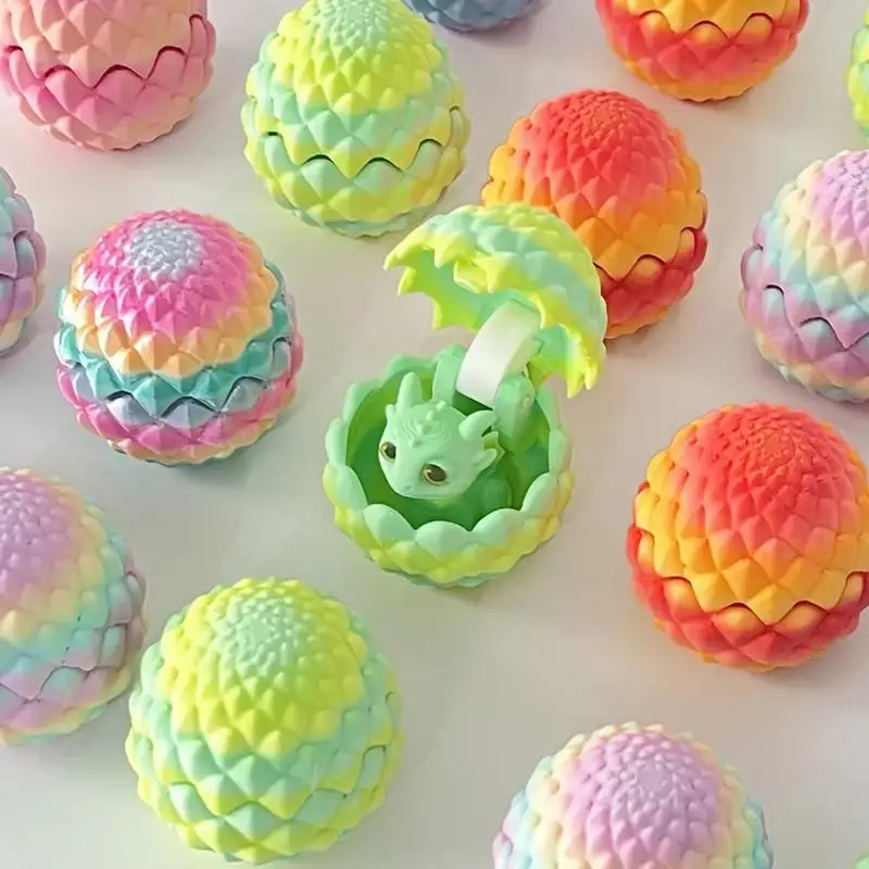 1 Set Christmas Gifts 3D Printed Decorative Ornament Dragon Egg With Little Dragon Inside For Furniture And Desktop Home Decor