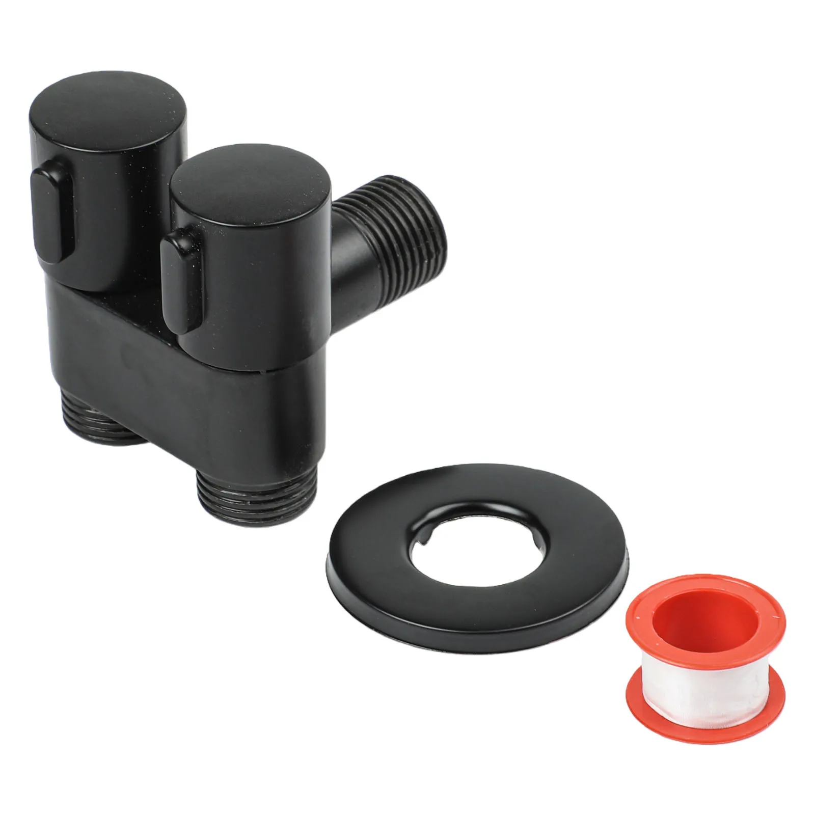 Bathroom Setup for Double Outlet Angle Valve Inlet Valve Black Easy Installation for g1 2 Interface Simultaneous Water Flow