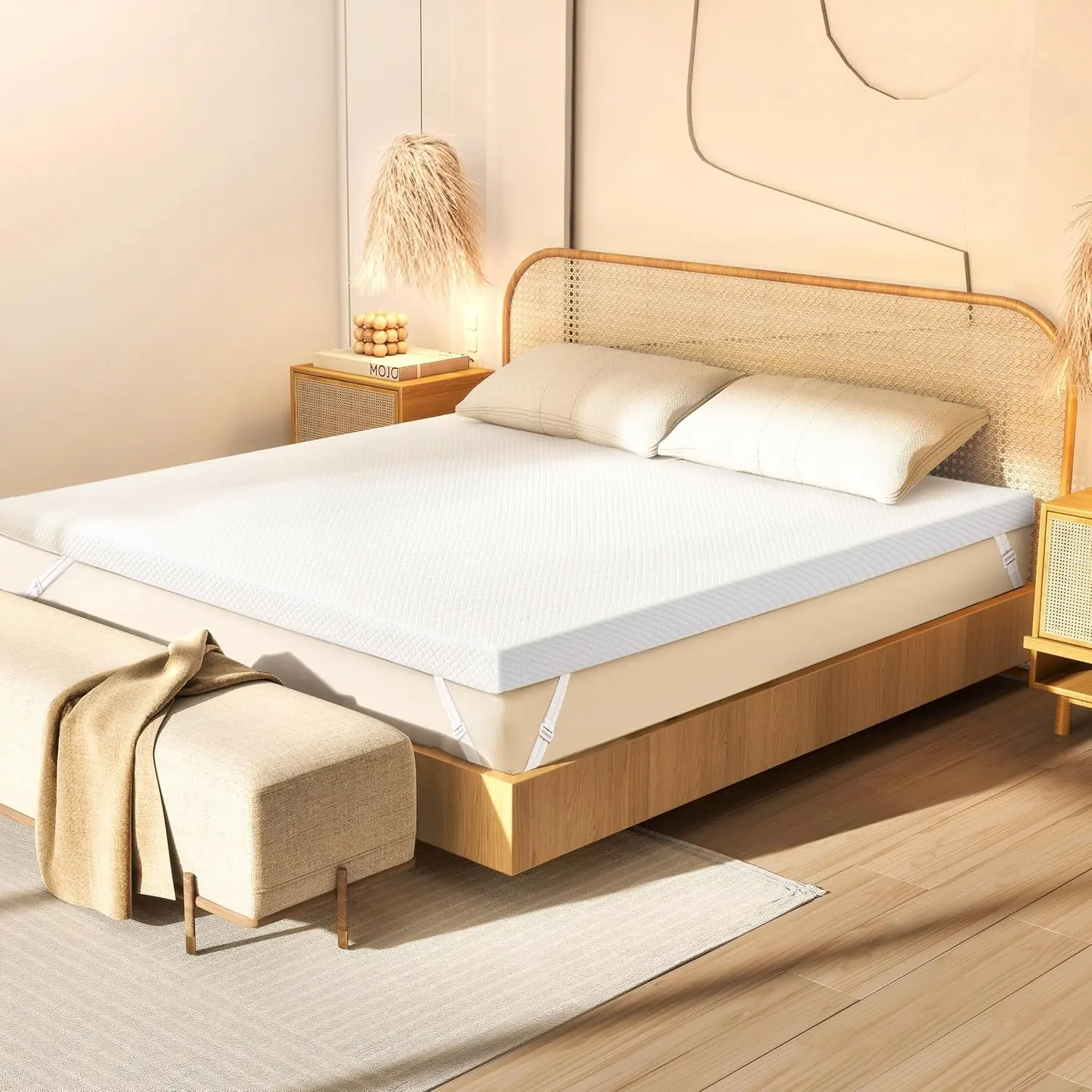 

3 Inch Memory Foam Mattress Topper Queen Size, Cooling Gel Infused & Egg Crate Design, Pressure Relief Bed Topper