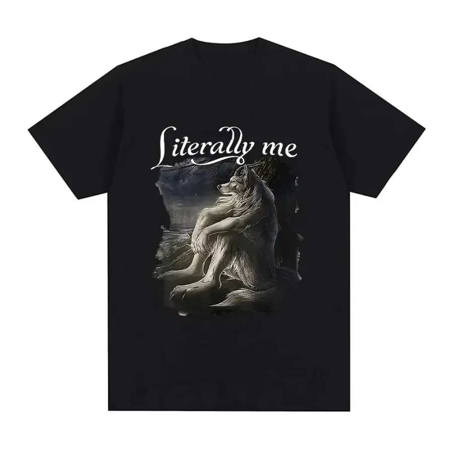 

Original design wolf pattern printing trend atmosphere men's summer pure cotton T-shirt personalized wear