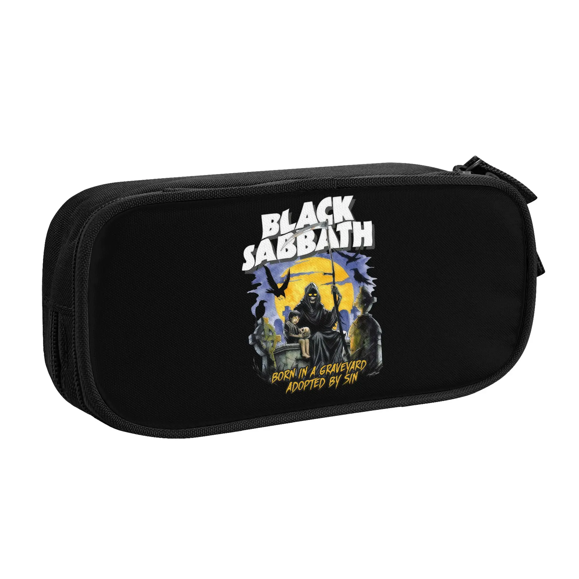 

English Heavy Metal Band Black Sabbath Pencil Case for Girls Boys Large Capacity Pen Bag Box School Accessories