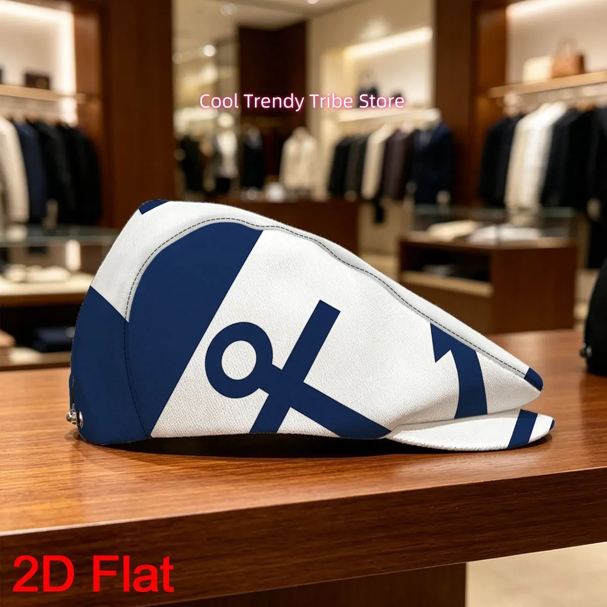 1pc 2D Flat with Nautical Anchor Style Print Ivy Cap Painter's Hat Adjustable Flat Cap Four Seasons Suitable with Vibrant Design